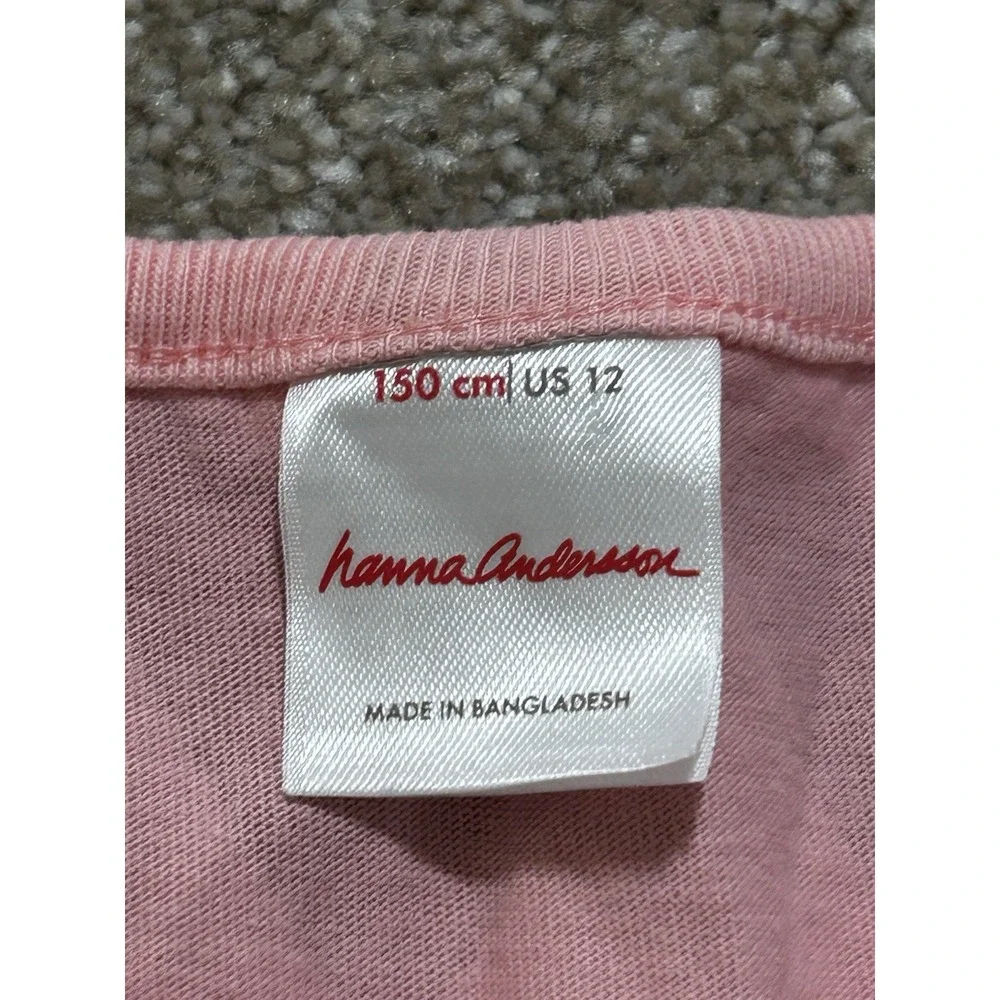 Hanna Andersson Size 150 (US 12) Pink With Red Hearts Twirl Dress